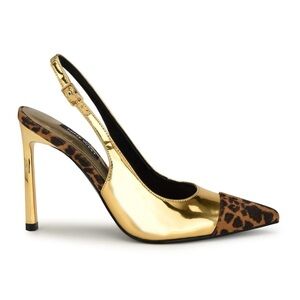 NWT Fabele Pointy Toe Slingback Pumps Bronze/Leopard Size 7.5M​